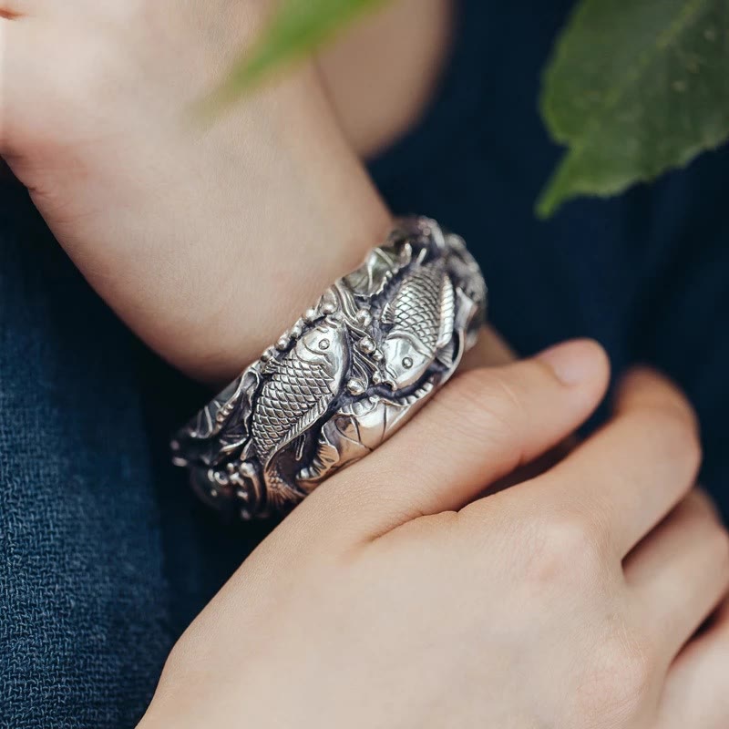 Fortune Jewel Fortune Jewel Koi Fish Lotus Luck Wealth Bracelet Bangle