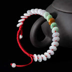 Fortune Jewel Round Jade Lucky Red String Weave Bracelet
