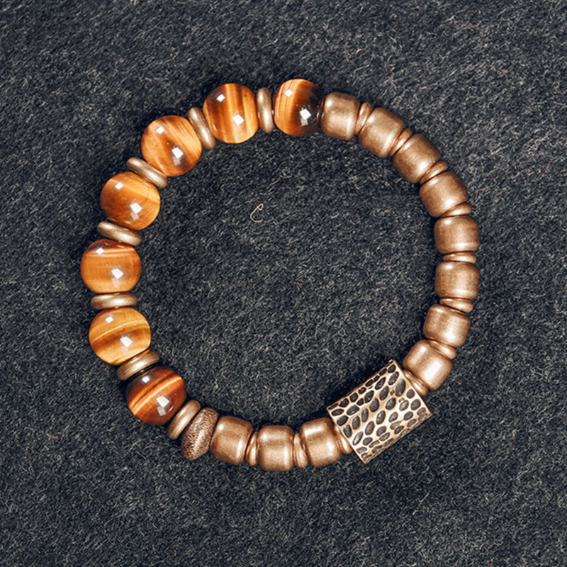 Fortune Jewel Tiger Eye Stone Copper Protection Bracelet