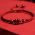 Fortune Jewel Four Leaf Clover Five-petal Flower Cinnabar Blessing Red String Bracelet
