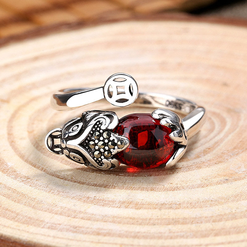 Fortune Jewel FengShui Genstone PiXiu Wealth Adjustable Ring