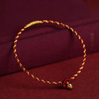 Fortune Jewel 14K Gold Plated Handmade Red Gold Rope King Kong Knot Braided Luck Bracelet