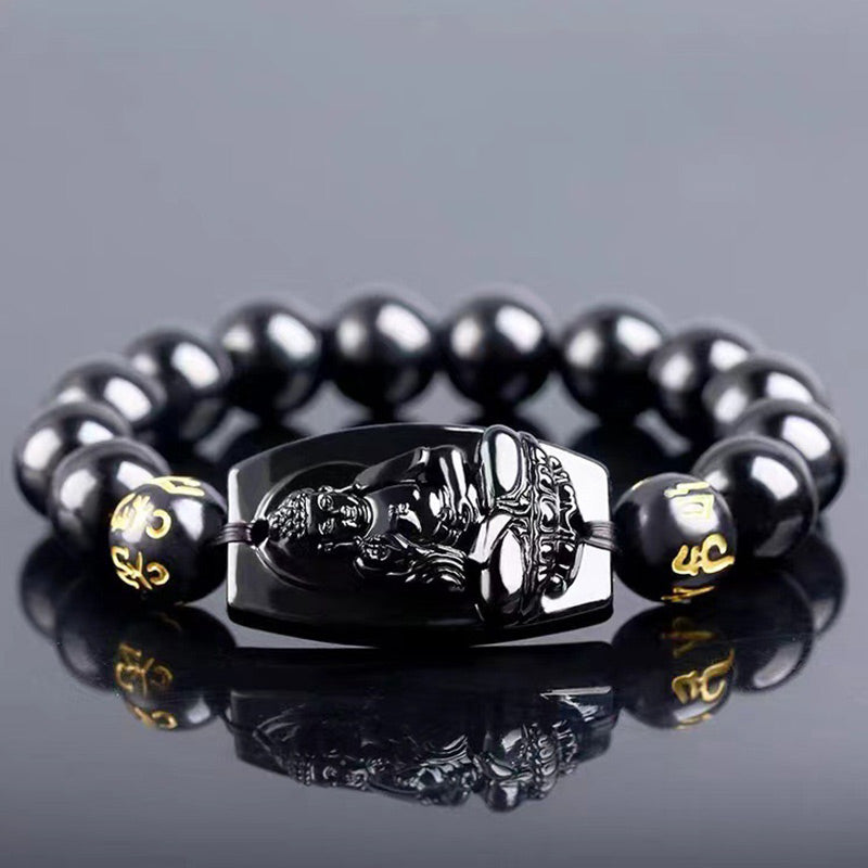 Fortune Jewel Chinese Zodiac Obsidian Protection Bracelet