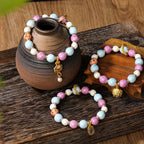 Fortune Jewel Tibetan Zakiram Goddess of Wealth Rabbit Lion Head Charm Liuli Glass Incense Ash Porcelain Bead Protection Bracelet