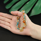 Fortune Jewel Colorful Liuli Glass Bead Chinese Lock Charm Fortune Bracelet