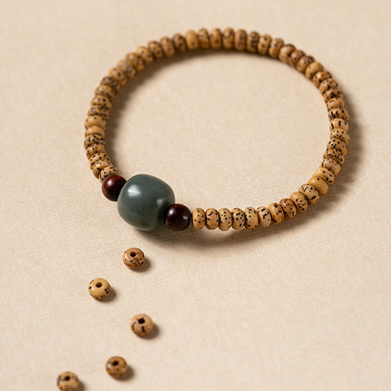 Fortune Jewel Bodhi Seed Small Leaf Red Sandalwood Wisdom Bracelet