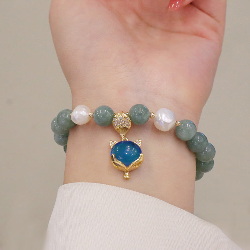 Fortune Jewel Jade Pearl Color-Changing Fox Charm Luck Bracelet