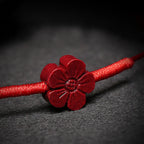 Fortune Jewel Handmade Plum Blossom Four Leaf Clover PiXiu Lotus Koi Fish Cinnabar Blessing Braid Bracelet