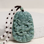 Buddha Stones Chinese Zodiac Dragon Jade Prosperity Necklace Bead String Pendant Fortune Jewel