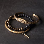 Fortune Jewel Lava Rock Stone Copper Balance Cuff Bracelet Bangle