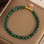 Fortune Jewel Natural Malachite Pearl Lucky Bamboo Anti-Anxiety Bracelet