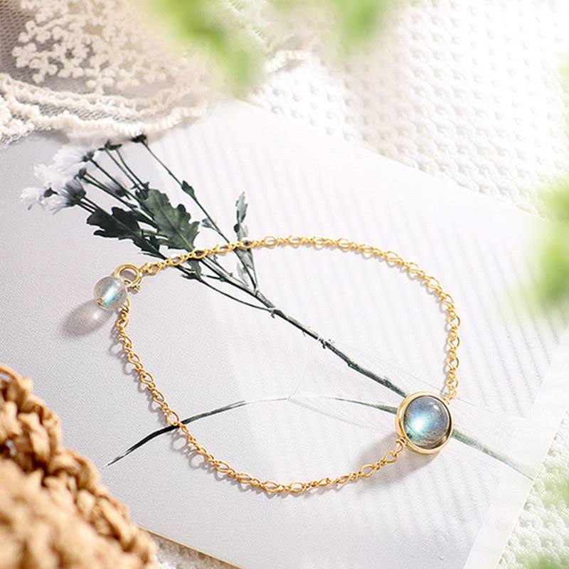Fortune Jewel 14k Gold Plated Natural Moonstone Healing Love Bracelet