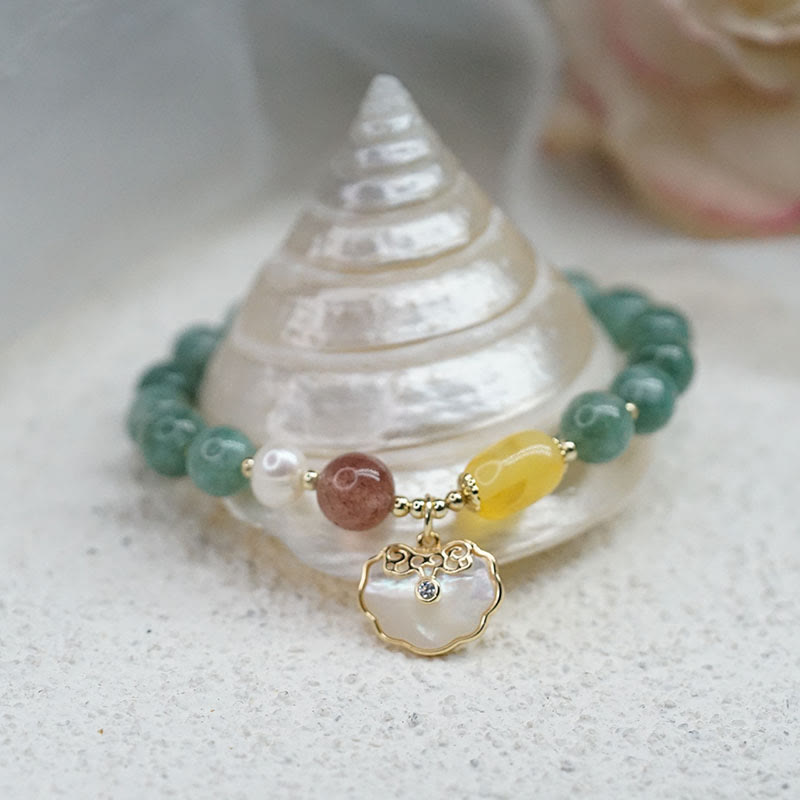 Fortune Jewel Jade Sea shell Ruyi Lock Luck Bracelet