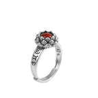 Fortune Jewel925 Sterling Silver Lotus Red Agate Confidence Blessing Ring
