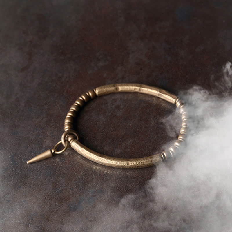 Fortune Jewel Lava Rock Stone Copper Balance Cuff Bracelet Bangle