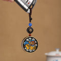Fortune Jewel PiXiu Copper Coin Ebony Wood Luck Attract Wealth Key Chain Decoration