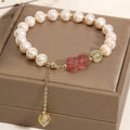 Fortune Jewel Natural Pearl Strawberry Quartz PiXiu Optimism Charm Bracelet