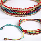 Fortune Jewel Tibet Handmade Rainbow Multicolored Protection Braided String Bracelet