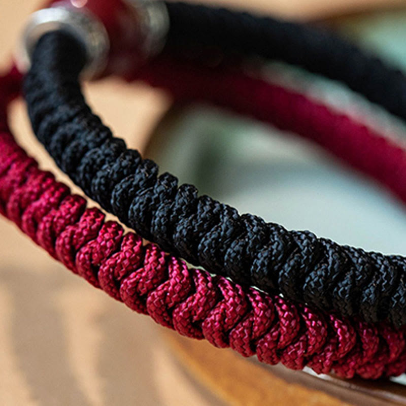 Fortune Jewel 925 Sterling Silver Natural Cinnabar Bead Calm Handmade Braided String Bracelet