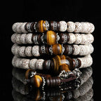 Fortune Jewel Handmade Tibetan Tiger Eye Bodhi Seed Peace Bracelet