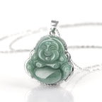 Fortune Jewel Laughing Buddha Jade Abundance Necklace Titanium Steel Chain Pendant Fortune Jewel