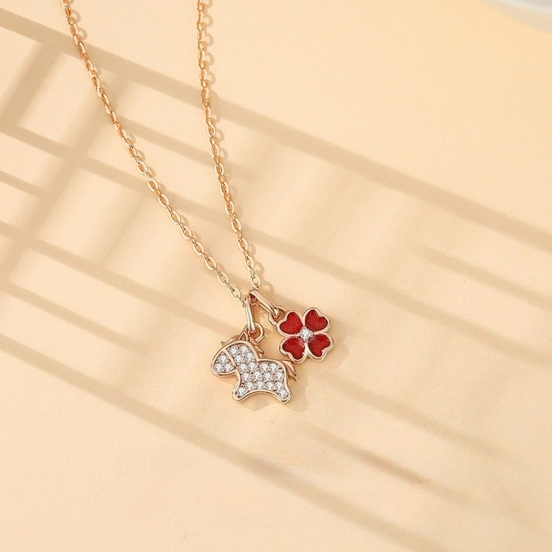 Women’s S925 Sterling Silver Year of the Horse Necklace – Zodiac Birth Year Jewelry