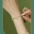 Fortune Jewel 925 Sterling Silver Hetian White Jade Bamboo Luck Bracelet