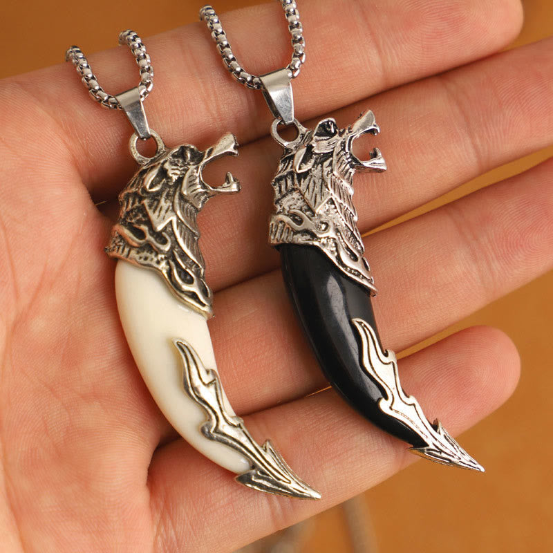 Fortune Jewel Imitation Wolf Tooth Titanium Steel Balance Necklace Pendant
