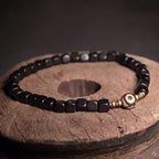 Fortune Jewel Ebony Wood Dzi Bead Copper Peace Couple Bracelet