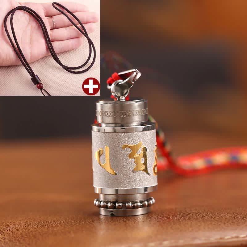 Fortune Jewel Tibet Om Mani Padme Hum Shurangama Mantra Titanium Steel Wisdom Amulet Necklace Pendant