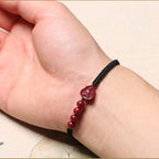 Fortune Jewel Laughing Buddha Avalokitesvara Cinnabar Blessing String Bracelet