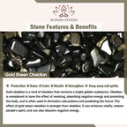 Fortune Jewel 108 Mala Beads Gold Sheen Obsidian Tiger Eye Eagle's Eye Stone Wealth Bracelet