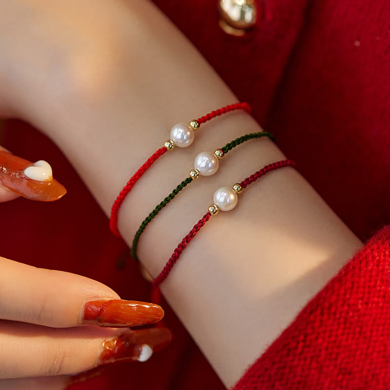 Fortune Jewel Natural Pearl Bead Luck Braid String Bracelet