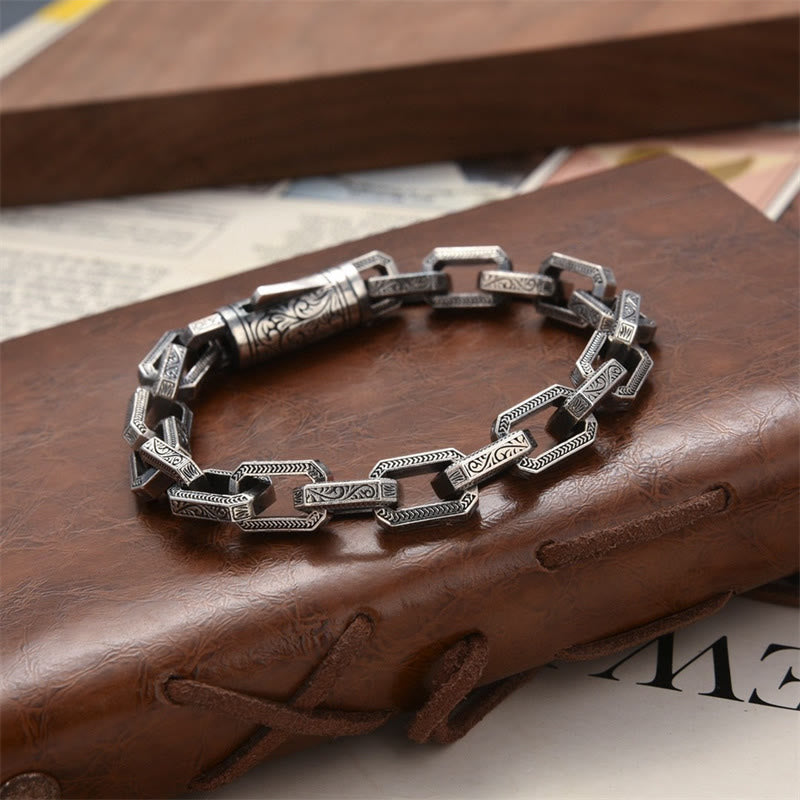 Fortune Jewel Vintage Tang Dynasty Flower Design Engraved Luck Energy Bracelet