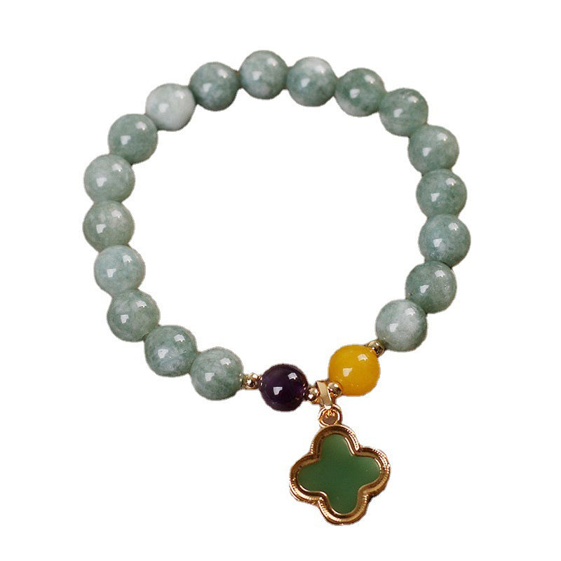 Fortune Jewel Jade Four Leaf Clover Luck Bracelet