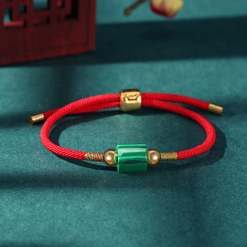 Fortune Jewel Tibet Handmade Green Aventurine Red Stone Malachite Luck Protection Braided Rope Bracelet