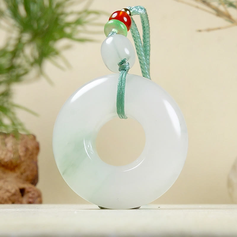 Fortune Jewel Natural Jade Peace Buckle Prosperity Necklace Pendant