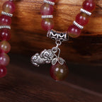 Fortune Jewel Natural Watermelon Tourmaline PiXiu Elephant Positive Triple Wrap Bracelet