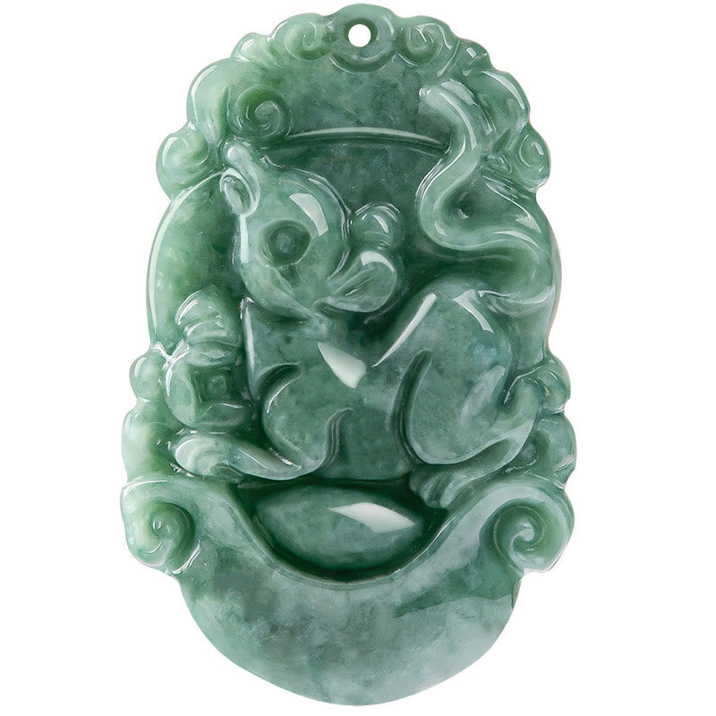 Buddha Stones Natural Jade 12 Chinese Zodiac Prosperity Necklace Pendant Fortune Jewel