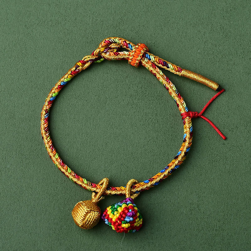 Fortune Jewel Colorful Rope Luck Handmade Zongzi Golden Ball Charm Bracelet