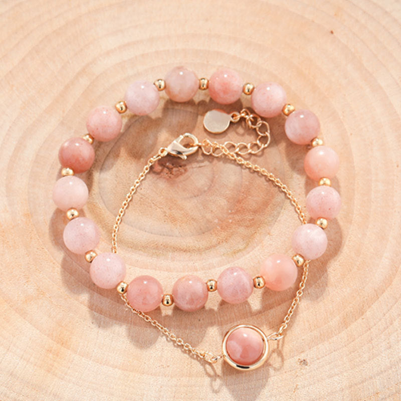 Fortune Jewel Sun Stone Strawberry Quartz Crystal Positive Bracelet