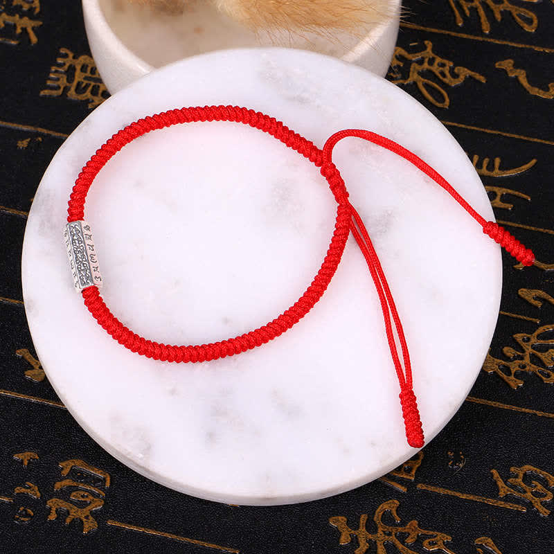 Fortune Jewel Om Mani Padme Hum Luck Protection Red String Bracelet