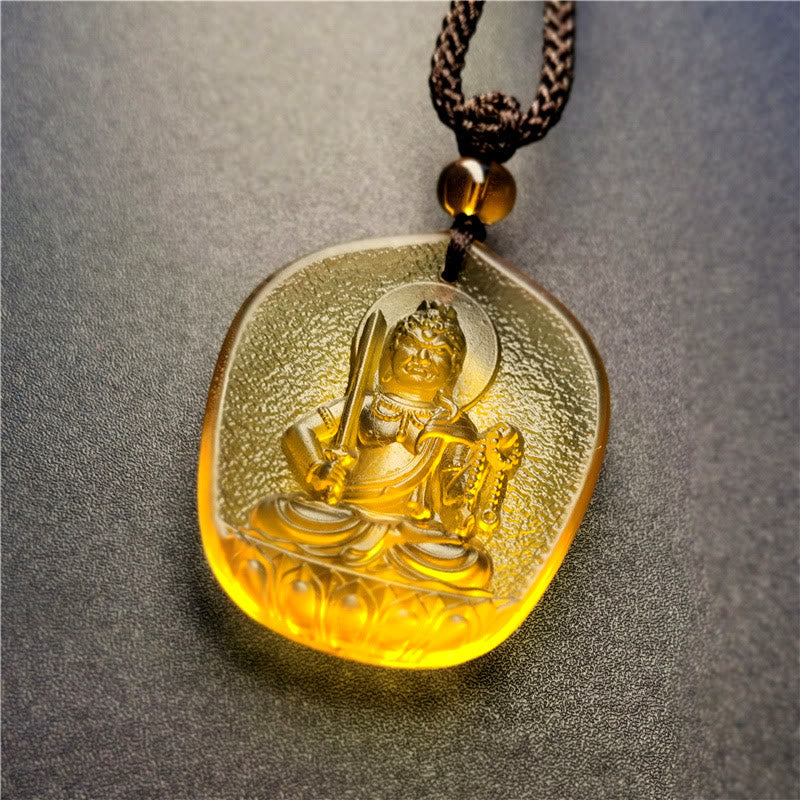 Fortune Jewel Chinese Zodiac Natal Buddha Blessing Liuli Crystal Compassion Necklace Pendant Fortune Jewel