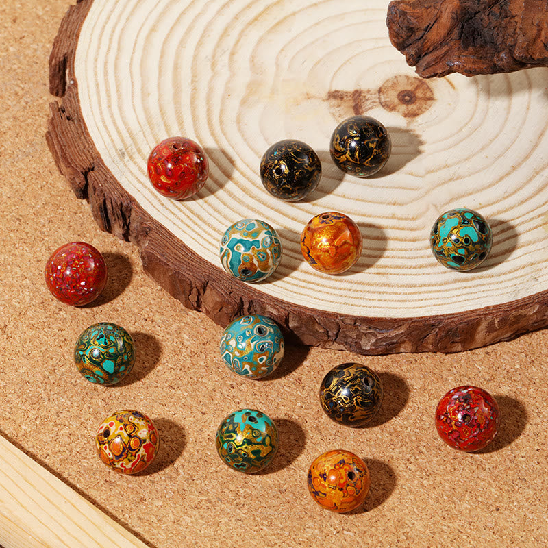 Fortune Jewel Natural Multicolored Lacquer Beads Calm Bracelet