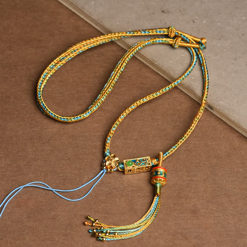 Fortune Jewel Colorful String Copper Wealth Necklace Pendant