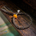 Fortune Jewel 990 Sterling Silver Tibetan Handmade Amber Steelyard Weight Wish Protection Bracelet