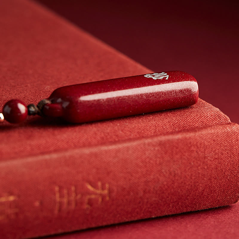 Fortune Jewel Chinese Zodiac Natal Buddha Cinnabar Amulet Protection String Necklace Pendant