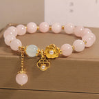 Fortune Jewel Natural Pink Crystal Lucky Flower Warmth Bracelet
