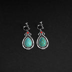 Fortune Jewel Tibet Vintage Turquoise Waterdrop Strength Drop Dangle Earrings Clips