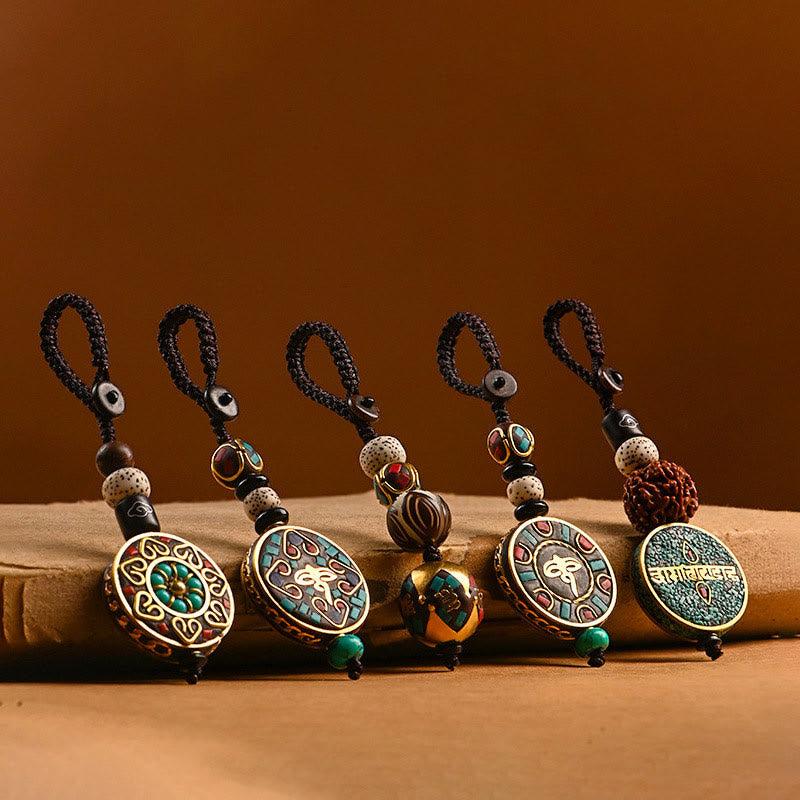 Fortune Jewel Tibetan Om Mani Padme Hum Bodhi Seed Peace Key Chain